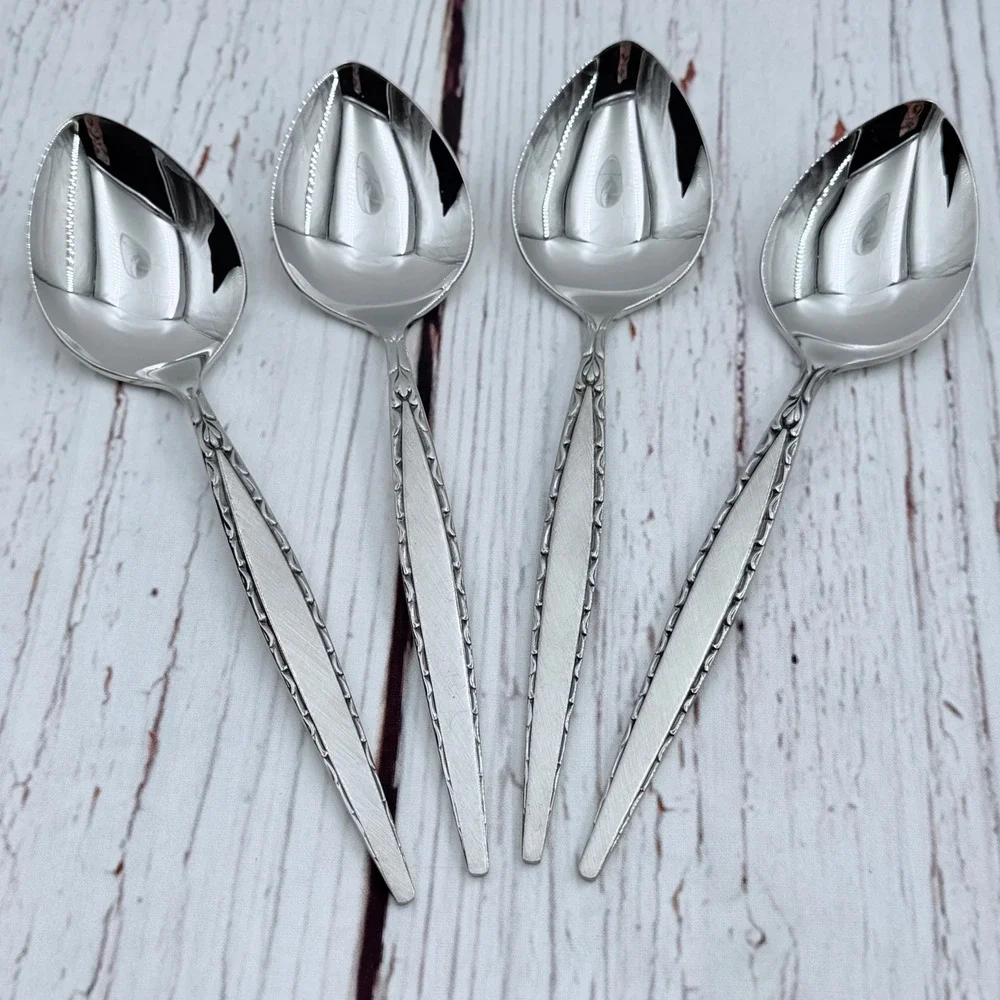 Oneida Community Venetia‎ Stainless Teaspoons Set of 4 Mid-Century Modern 7